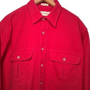 Vintage St Johns Bay Chamois Cloth Flannel Shirt Men XLT 17-17 1/2 Red Workwear